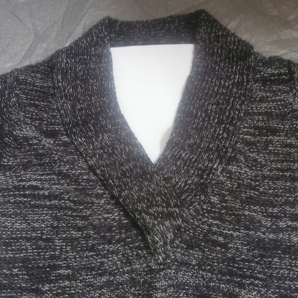 Razzle Dazzle large L  Dark Grey Gray tweed light grey V neck sweater - Picture 8 of 13